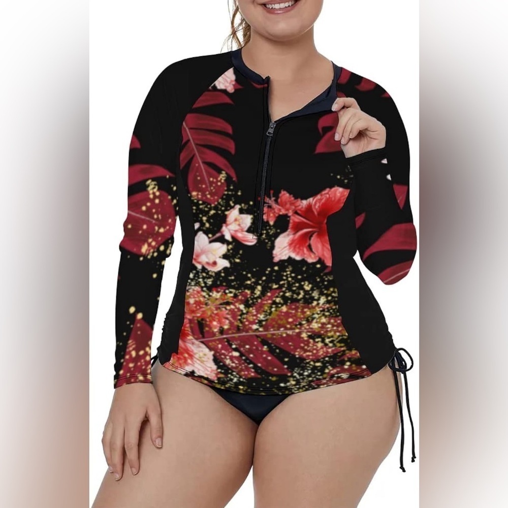 NWOT Women’s Long Sleeve Zip Front Multicolor Floral Top Jacket